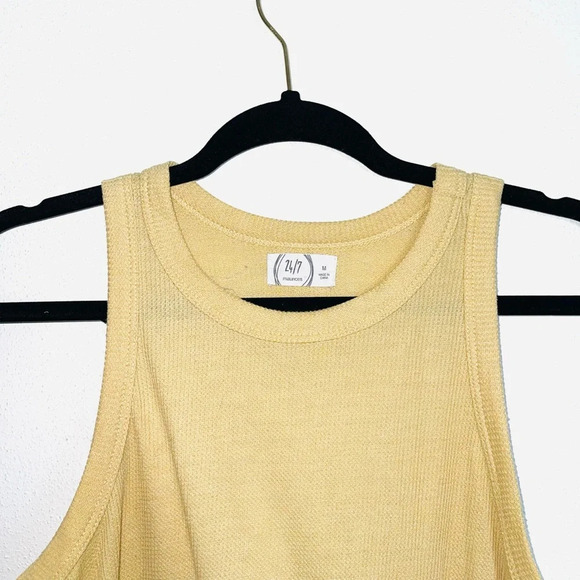 Maurices 24/7 Solid Yellow High Neck Waffle Knit Tank Top Medium Women’s - Picture 2 of 10